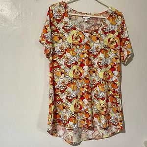 LuLaRoe Classic T Women's Sz XL Yellow Floral Short Sleeve Top S1022-300